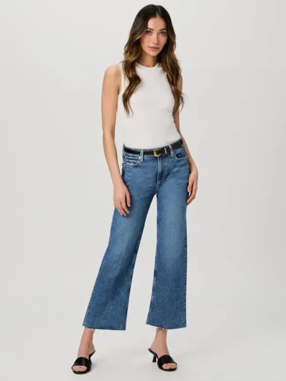 Paige Leenah Ankle High Rise Jean in Medium Henna Wash with Raw Hem - Picture 2 of 10